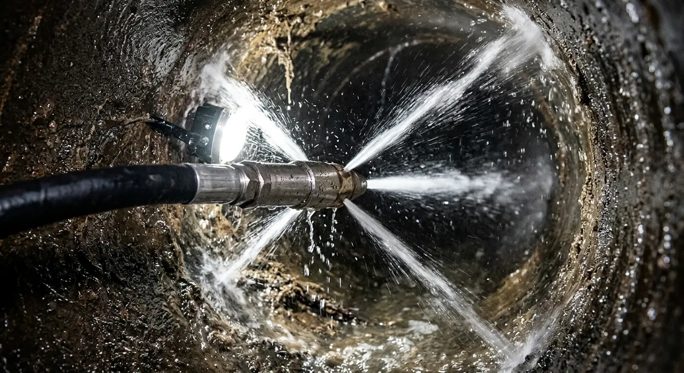 High-pressure hydro jetting nozzle cleaning sewer pipe for Storm Drain Cleaning in Yakima